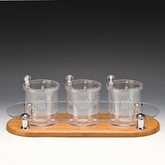 Zicco Polikarbon Sosluk Reçellik Baharatlık, Ahşap Altlı, 3'lü, 48x19x17 cm