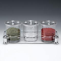 Zicco Polikarbon Sosluk Reçellik Baharatlık, Akrilik Standlı, 3'lü, 37x14x14 cm