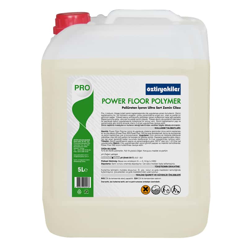 Öztiryakiler Power Floor Polymer Poliüretan İçeren Ultra Sert ve Parlak Zemin Cilası, Parfümlü, 5 lt