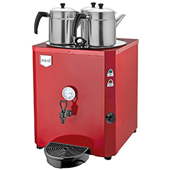 Remta DE10 Jumbo Çay Makinesi, Elektrikli, 3 Demlikli, 40 Litre Kapasiteli , Kırmızı