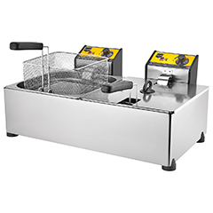 Remta R102 Elektrikli Fritöz, Çiftli, Kapaklı, 8+8 Litre Kapasiteli, 25x25x12 cm Sepet Ölçülü