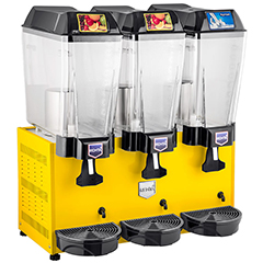 Remta ST17 3'lü Şerbet ve Ayran Soğutma Makinesi, 2 Fıskiyeli, 1 Karıştırıcılı, 20+20+20 Litre Kapasiteli, Sarı