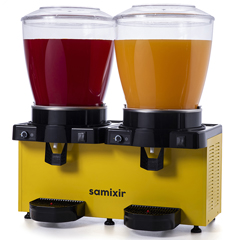 Samixir MM44 Panoramik Twin Soğuk İçecek Dispenseri, 22+22 Lt, Çift Karıştırıcılı, Sarı