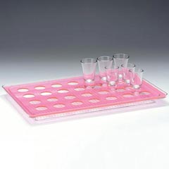 Zicco Shot Servis Standı, Polikarbon Tepsili, Dikdörtgen, 28'li, 44x28 cm, Pembe