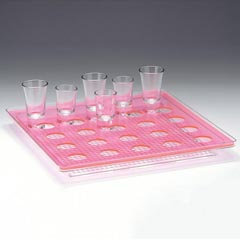 Zicco Shot Servis Standı, Polikarbon Tepsili, Kare, 25'li, 34x24 cm, Pembe
