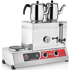 Silverinox 2 Demlikli Çay Kazanı, Çift Taban, Ekonomik, Elektrikli, 30'luk
