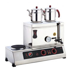 Silverinox 2 Demlikli Çay Kazanı, Çift Taban, Ekonomik, Elektrikli, 40'lık
