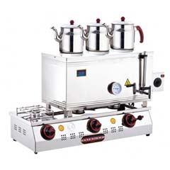 Silverinox 3 Demlikli Çay Kazanı, Çift Taban, Ekonomik, Elektrikli+Doğalgazlı, 60'lık