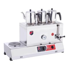 Silverinox 3 Demlikli Çay Kazanı, Çift Taban, Kaynaklı, Elektrikli, 60'lık