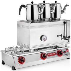 Silverinox 3 Demlikli Çay Kazanı, Çift Taban, Kaynaklı, LPG'li, 60'lık