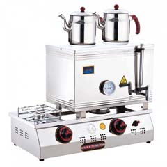 Silverinox İki Demlikli Çay Kazanı, Çift Taban, Ekonomik, Doğalgazlı, 40'lık