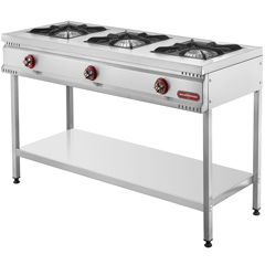 Silverinox Taban Raflı Midi Ocak, 3 Gözlü, Doğalgazlı