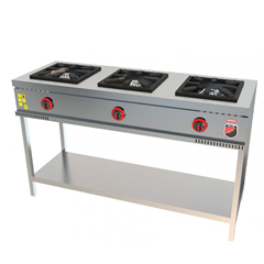 Silverinox Taban Raflı Midi Ocak, 3 Gözlü, LPG'li