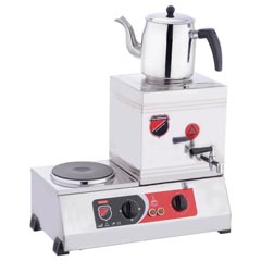Silverinox Tek Demlikli Çay Kazanı, Çift Taban, Kaynaklı, Elektrikli, 15'lik