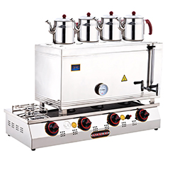 Silverinox 4 Demlikli Çay Kazanı, Çift Taban, Kaynaklı, LPG'li, 85'lik