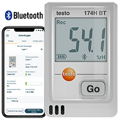 Testo 174H BT Akıllı Sıcaklık ve Nem Kayıt Datalogger Cihazı, Beyaz