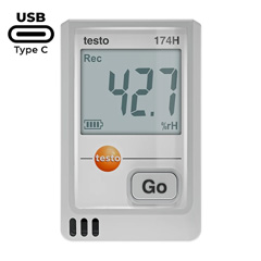 Testo 174H USB-C Girişli Sıcaklık ve Nem Kayıt Datalogger Cihazı, Beyaz