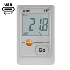 Testo 174T USB-C Girişli Mini Sıcaklık Kayıt Datalogger Cihazı, Beyaz