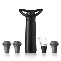 Vacu Vin Şarap Vakum Seti, Concerto, 1 Pompa, 3 Tıpa, 1 Servis Aparatı, Siyah