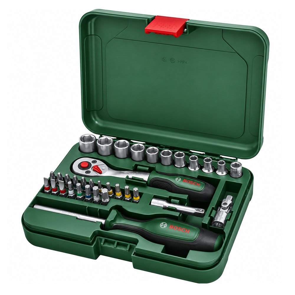 BOSCH 1/4 Altı Köşe Lokma Takımı ve Cırcırlı Tornavida Set 34 Parça