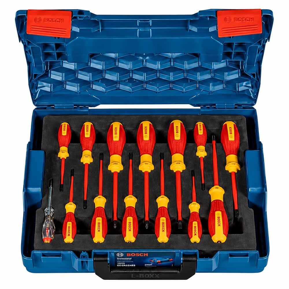 BOSCH Düz ve Yıldız Uçlu Tornavida Takımı PRO VDE 14 Parça