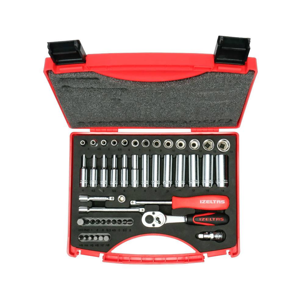 IZELTAS 1/4 Altı Köşe Lokma Takımı ve Bits Set 48 Parça