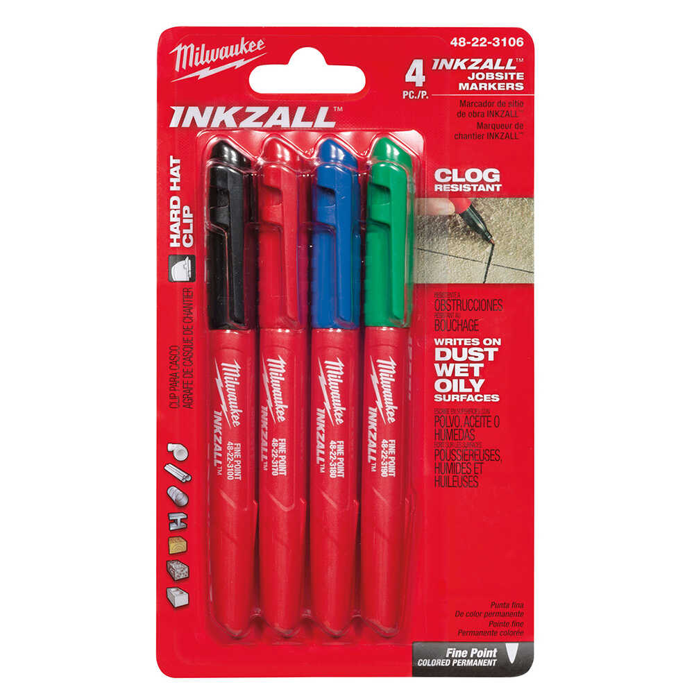 MILWAUKEE 4 Farklı Renkli Marker İşaretleme Kalemi 4 Adet
