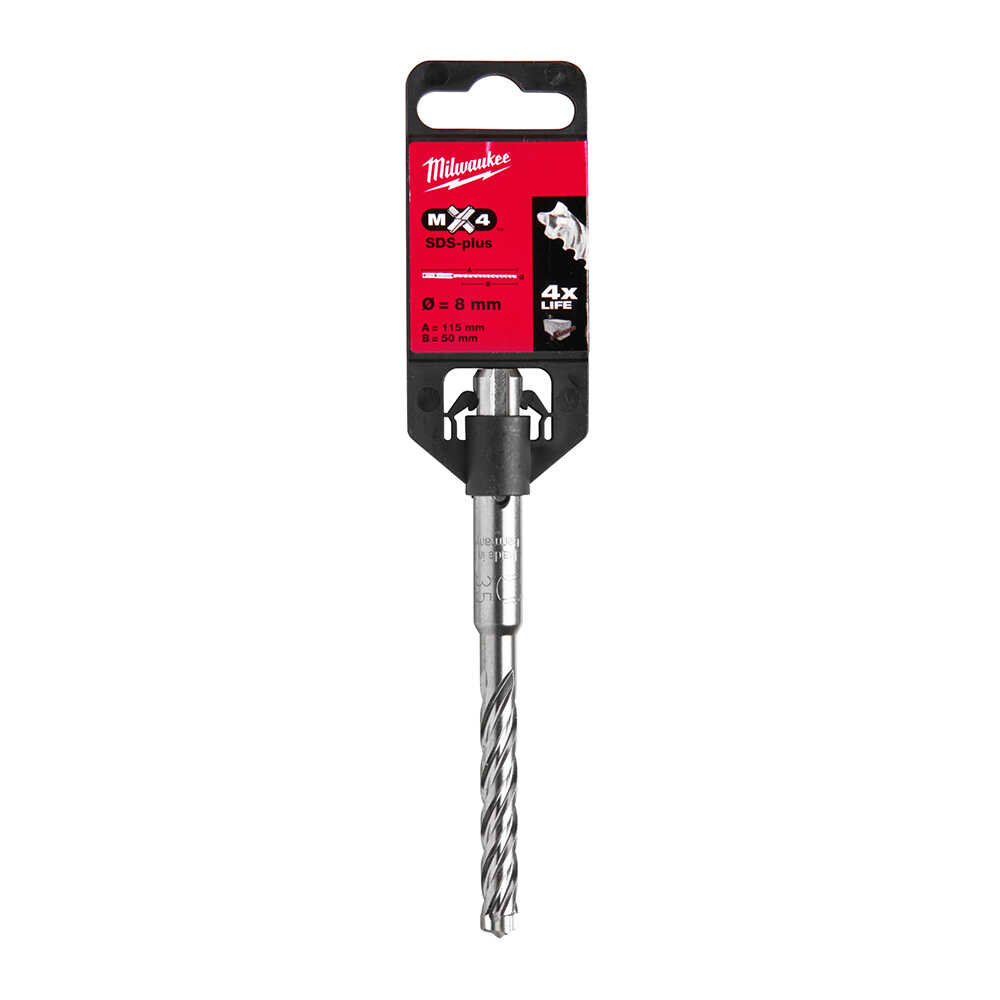 MILWAUKEE SDS-PLUS MX4 Elmaslı Matkap Ucu 8 x 115 mm