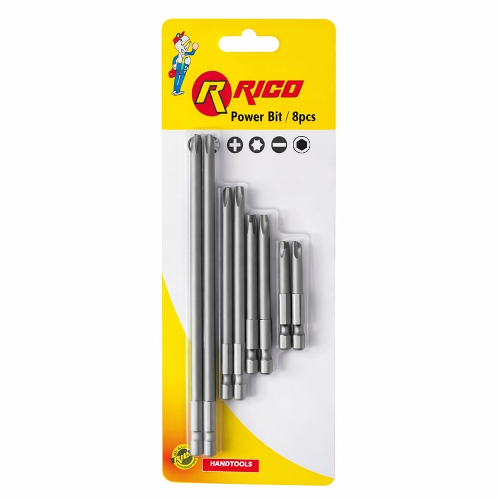 RICO PZ2 Vidalama Bits Uç Seti 50-75-100-150 mm 8 Parça