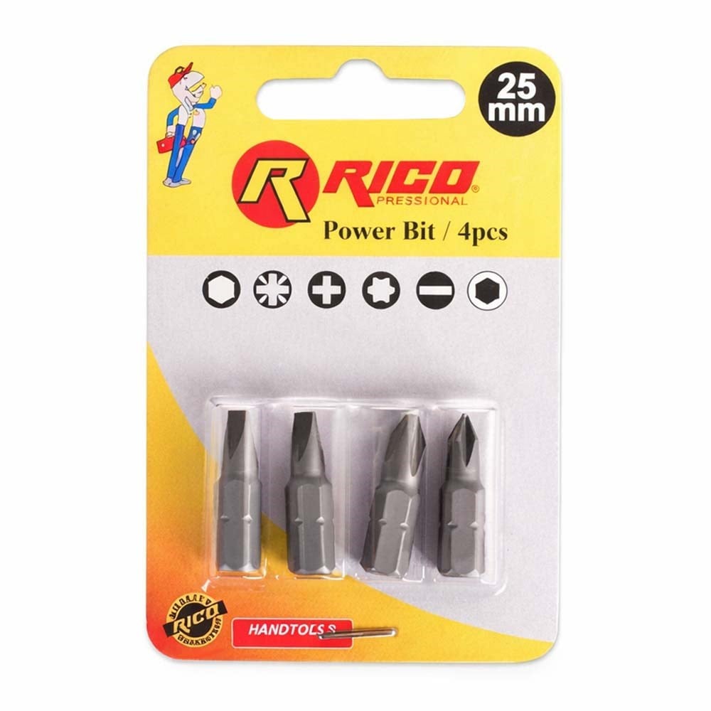 RICO Vidalama Bits Uç Seti 25 mm 4 Parça