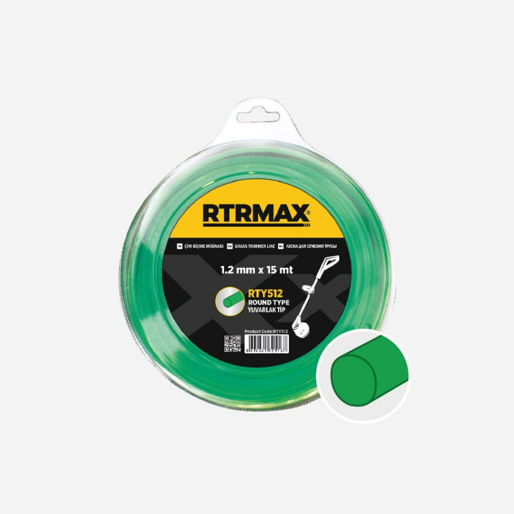 RTRMAX RTY519 Tırpan Misinası Yeşil Yuvarlak 3.0 mm 15 Metre