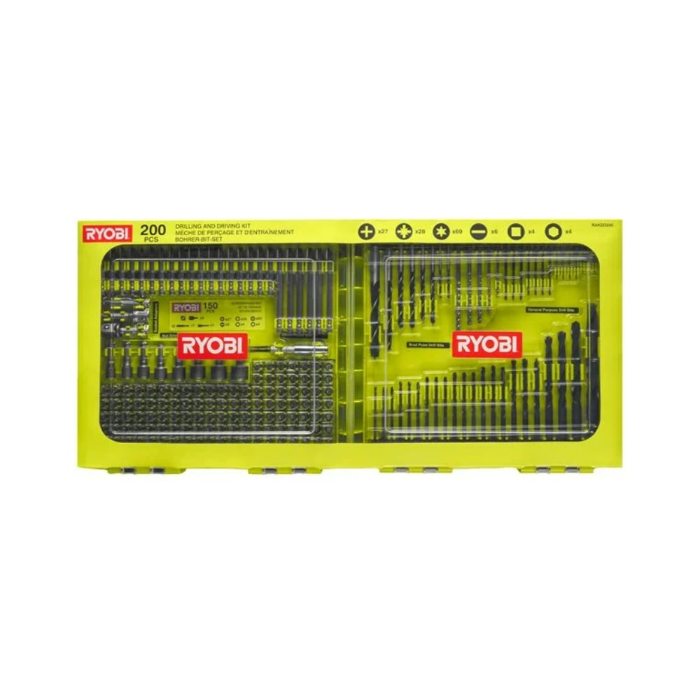 RYOBI RAKDD200 Vidalama ve Delme Uç Seti 200 Parça