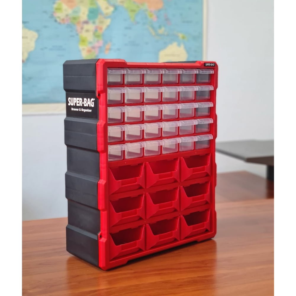 Süper Bag ASR-6010 Monoblok Avadanlıklı Çekmece Seti Organizer 39'lu