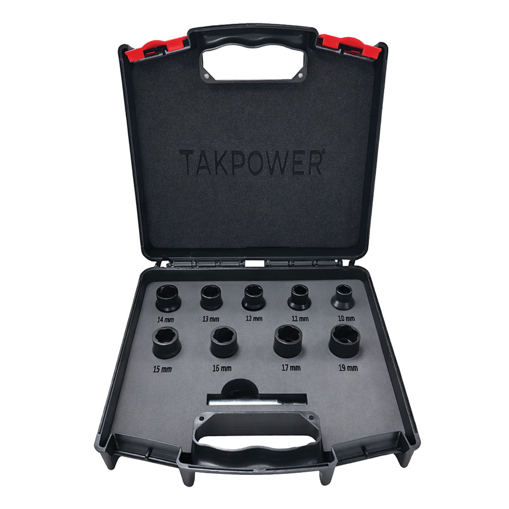 TAKPOWER 1/2 Twist Lokma Seti Hasarlı Cıvata ve Somun Sökme 9 Parça