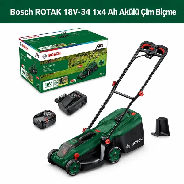 Bosch ROTAK 18V-34 1x4 Ah Akülü Çim Biçme Makinesi 06008B9N00