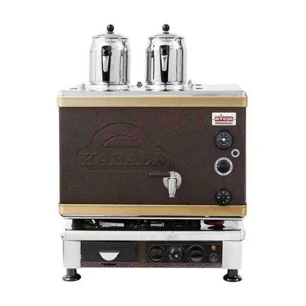 Ateşe Gold Analog Çay Kazanı Statik Boyalı Gazlı Elektrikli 2 Demlikli 24 Litre