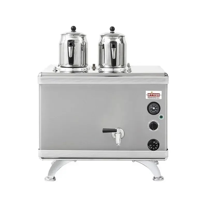 Ateşe Gold Compact Otomatik Gazlı Elektrikli İnox 2 Demlikli Çay Kazanı, 24 Litre