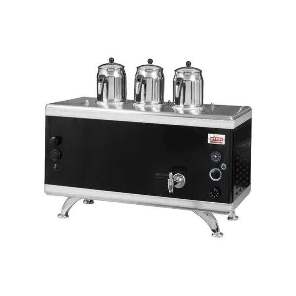 Ateşe Gold Compact Otomatik Gazlı Elektrikli Statik 3 Demlikli Çay Kazanı, 34 Litre