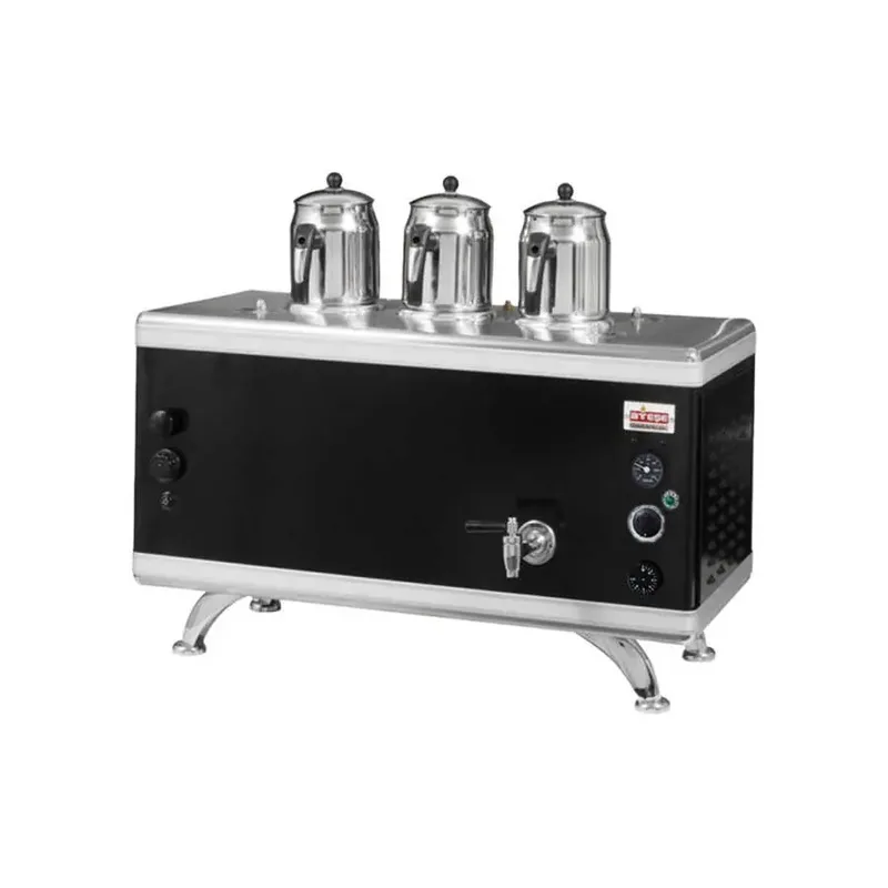 Ateşe Gold Compact Otomatik Gazlı Elektrikli Statik 3 Demlikli Çay Kazanı, 34 Litre