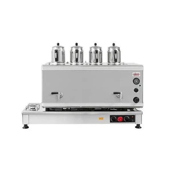 Ateşe Silver Otomatik Gazlı Elektrikli İnox 4 Demlikli Çay Kazanı, 45 Litre