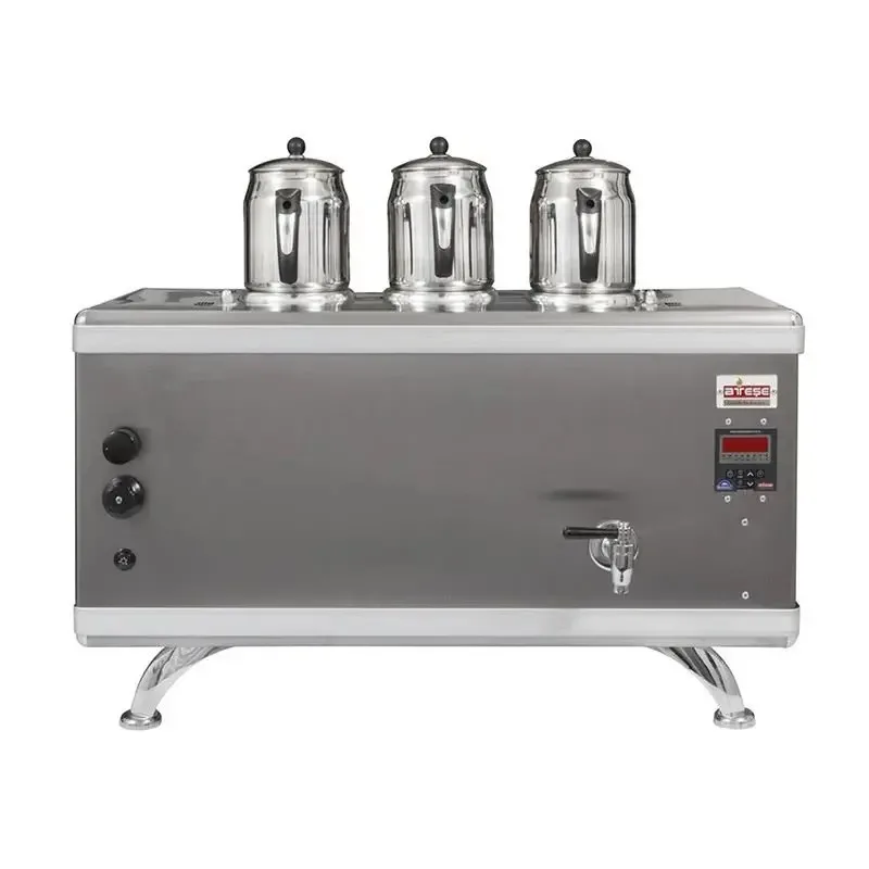 Ateşe Titanium Compact Akıllı Gazlı Elektrikli İnox 3 Demlikli Çay Kazanı, 34 Litre