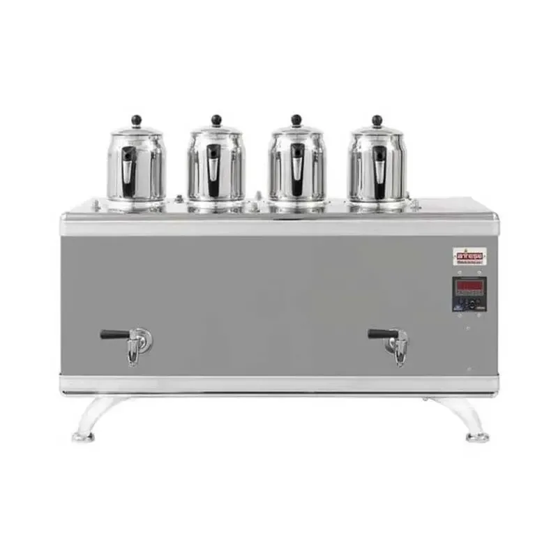 Ateşe Titanium Compact Akıllı Gazlı Elektrikli İnox 4 Demlikli Çay Kazanı, 45 Litre