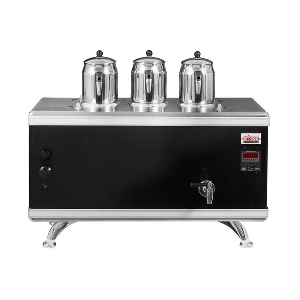Ateşe Titanium Compact Akıllı Gazlı Elektrikli Statik 3 Demlikli Çay Kazanı, 34 Litre