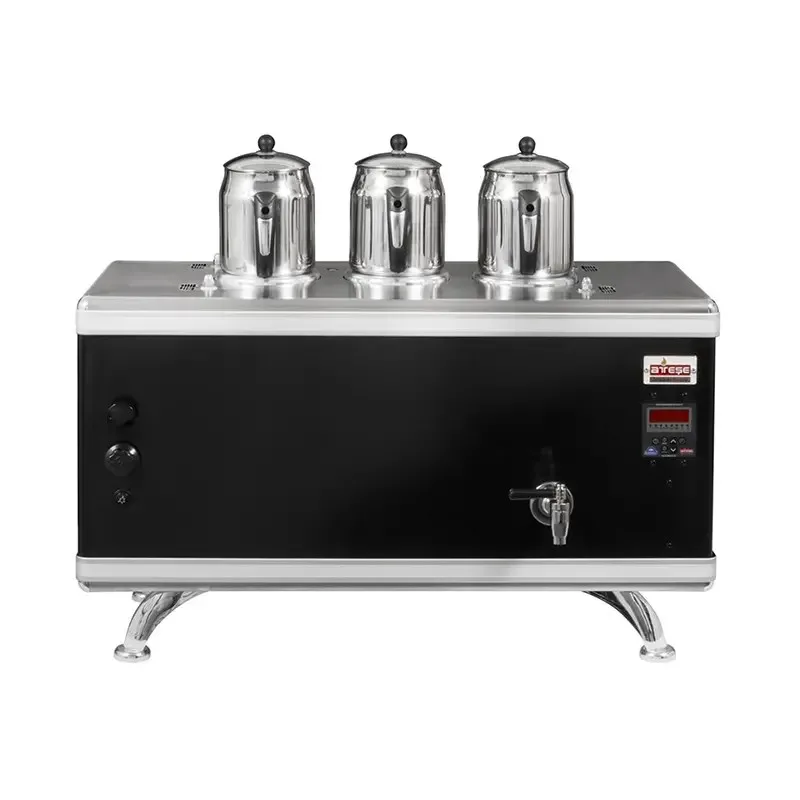 Ateşe Titanium Compact Akıllı Gazlı Elektrikli Statik 3 Demlikli Çay Kazanı, 34 Litre