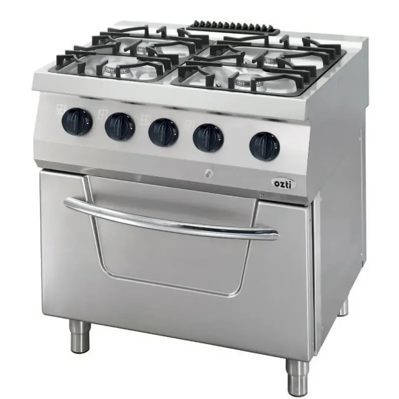 Öztiryakiler 700 Seri Kuzine Fırınlı Gazlı 4 Açık Ateş 80*70*85 (L)-4x6kW+7kW Fırın Gazlı