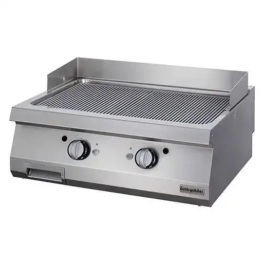 Öztiryakiler 900 Seri Set Üstü Grill Plate Oluklu Gazlı 80*90*30-Sert Krom Kaplı
