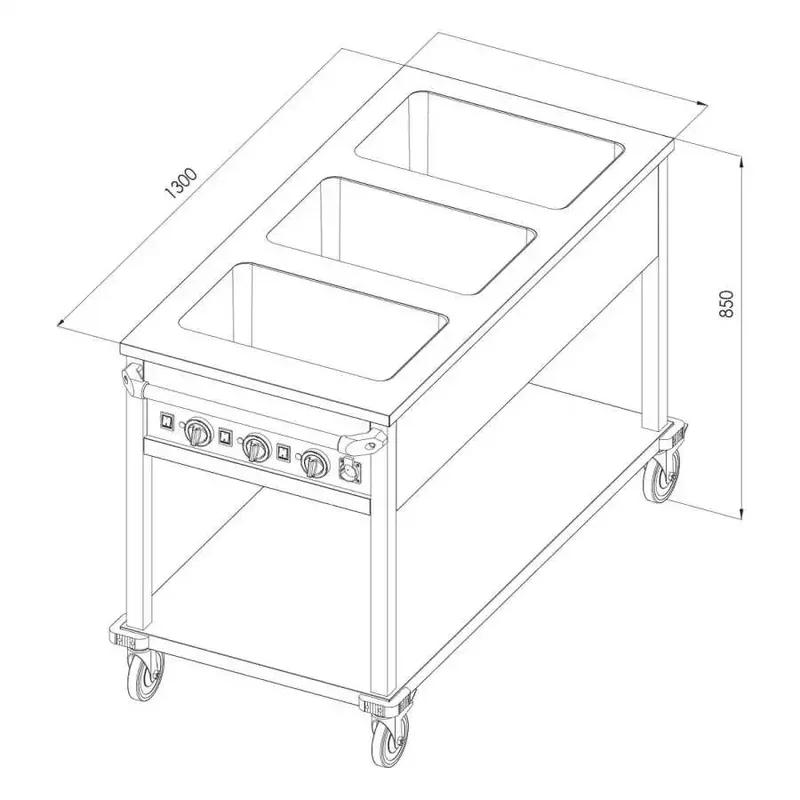 Öztiryakiler Hareketli Bain Marie Taban Raflı Elektrikli  4*GN1/1-150 Paneli Yanda