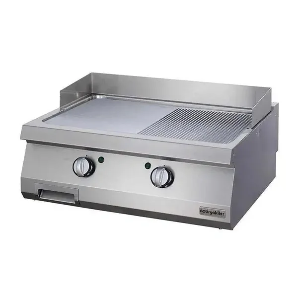Öztiryakiler OGE 8070 1/2 N C Grill Plate Yarı Oluklu Elektrikli 80x70 cm Krom