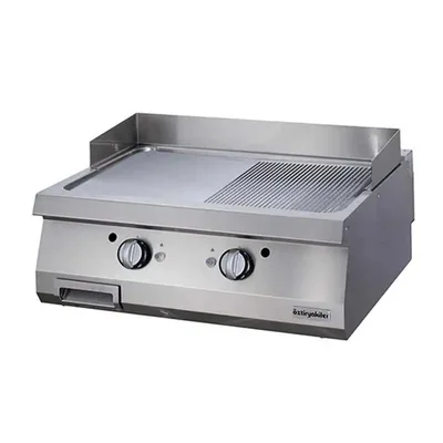 Öztiryakiler OGG 8070 Grill Plate Yarı Oluklu Gazlı 80x70 cm Sert Krom Kaplı