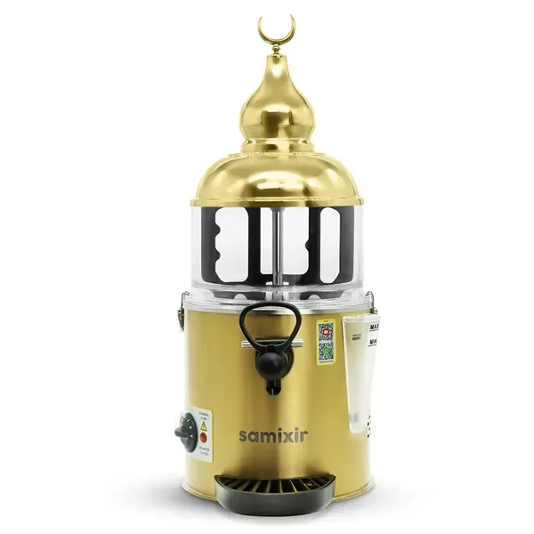 Samixir SC06 Panoramik Sıcak Çikolata ve Sahlep Makinesi, 6 Lt, Karıştırıcılı, Gold